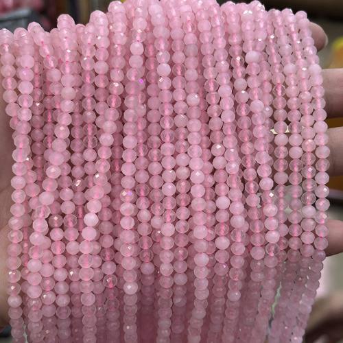 Grânulos de quartzo rosa natural, Roda, joias de moda & DIY & tamanho diferente para a escolha & facetada, rosa, vendido para Aprox 38 cm Strand
