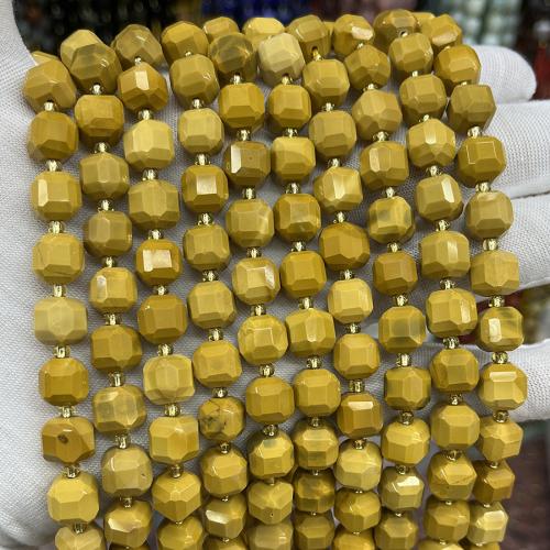 Koraliki z tęczowymi żyłkami, Kamień żółty, Kwadrat, biżuteria moda & DIY & różnej wielkości do wyboru & fasetowany, żółty, sprzedawane na około 38 cm Strand