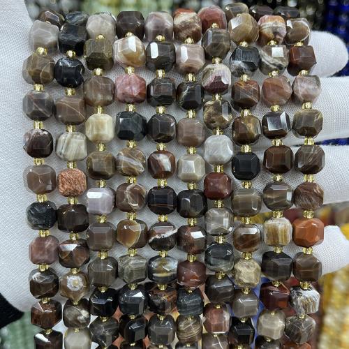 Gemstone Jewelry Beads Petrified Wood Palm Stone Square fashion jewelry & DIY & faceted mixed colors Sold Per Approx 38 cm Strand