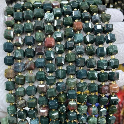 Grânulos de ágata natural indiano, Ágata indiana, Quadrado, joias de moda & DIY & tamanho diferente para a escolha & facetada, cores misturadas, vendido para Aprox 38 cm Strand