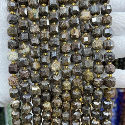 Bronzite Stone perle, Trg, modni nakit & možete DIY & različite veličine za izbor & faceted, miješana boja, Prodano Per Približno 38 cm Strand
