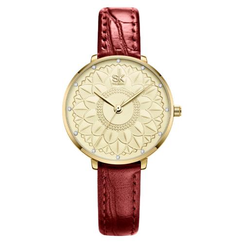 Damen Armbanduhr, Glas, mit PU Leder, Lebenswasserbeständig & Modeschmuck & japanische Uhr-Bewegung & für Frau & mit Strass, keine, Länge ca. 20.2 cm, verkauft von PC