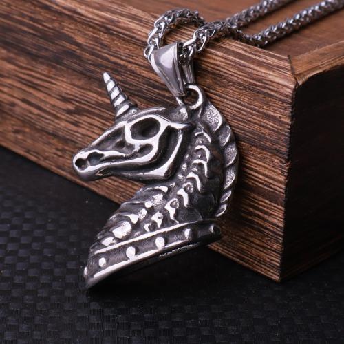 Stainless Steel Jewelry Necklace 304 Stainless Steel Unicorn polished fashion jewelry & Unisex original color Length Approx 60 cm Sold By PC