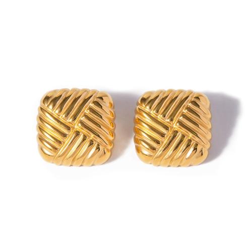 Stainless Steel Stud Earrings 304 Stainless Steel 18K gold plated fashion jewelry & for woman golden 30mm Sold By Pair