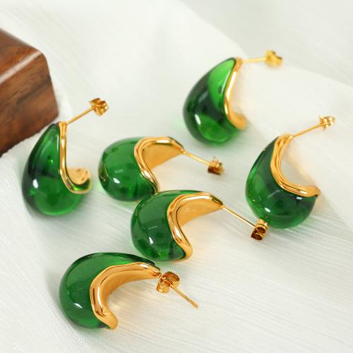 Titanium Steel  Earring with Resin plated fashion jewelry Sold By Pair