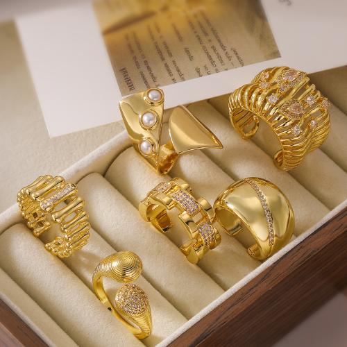Kubieke Circonia Micro Pave Brass Ring, Messing, plated, mode sieraden & verschillende ontwerpen voor de keuze & micro pave zirconia, gouden, nikkel, lood en cadmium vrij, Verkocht door PC