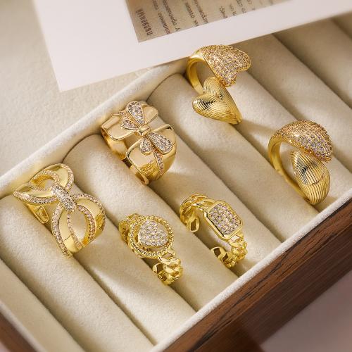 Krychlový Circonia Micro vydláždit mosazný prsten, Mosaz, módní šperky & různé designy pro výběr & micro vydláždit kubické zirkony, zlatý, nikl, olovo a kadmium zdarma, Prodáno By PC