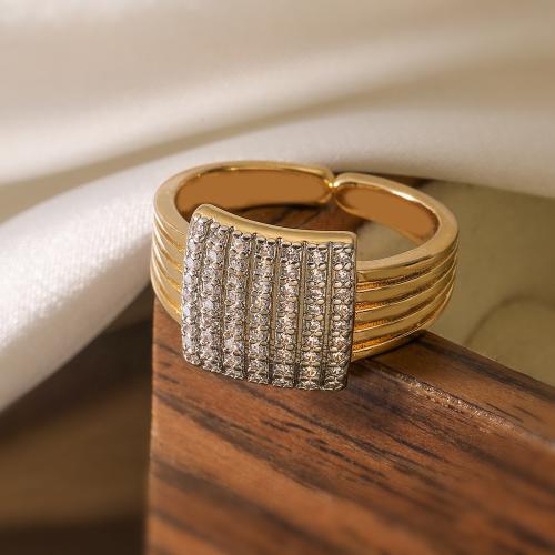 Kubieke Circonia Micro Pave Brass Ring, Messing, plated, mode sieraden & verschillende ontwerpen voor de keuze & micro pave zirconia, gouden, nikkel, lood en cadmium vrij, Verkocht door PC