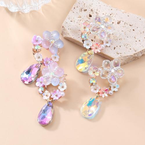 Zinc Alloy Stud Earring with Resin & Acrylic Flower plated fashion jewelry & for woman & hollow Sold By Pair