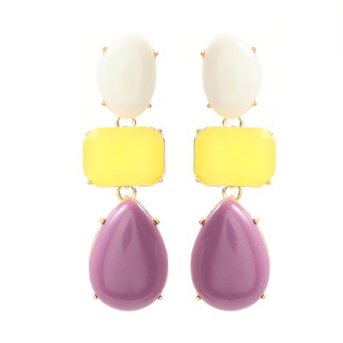 Zinc Alloy Stud Earring with Resin fashion jewelry & for woman mixed colors Sold By Pair