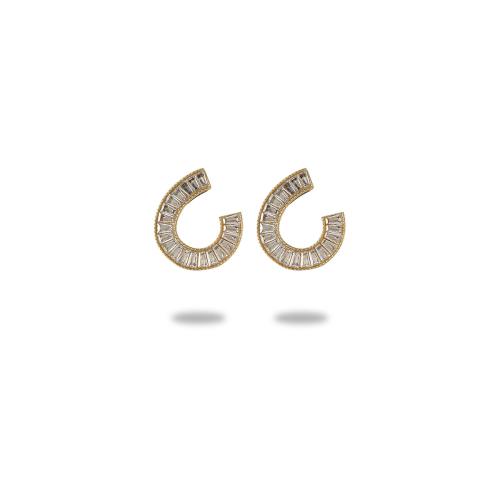 Stainless Steel Stud Earrings 304 Stainless Steel plated & micro pave cubic zirconia & for woman Sold By Pair