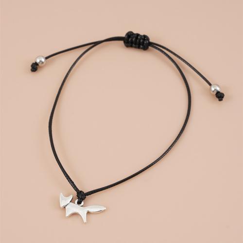 Fashion Create Wax Cord Bracelets Zinc Alloy with Wax Cord plated Unisex silver color Length Approx 16-30 cm Sold By PC