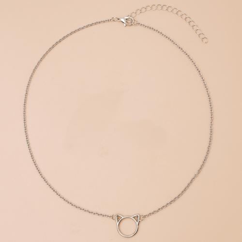 Collar de Aleación de Zinc, con 5cm extender cadena, chapado, para mujer, plateado, longitud 45 cm, Vendido por UD
