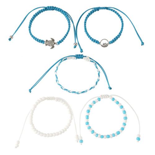 Zinc Alloy Jewelry Sets with Seedbead & Polyester Cord & 304 Stainless Steel plated 4 pieces & for woman Length Approx 18-32 cm Sold By Set