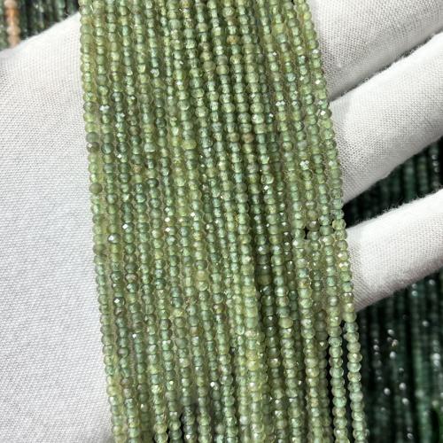 Koraliki z kameniem szlachetnym, Apatyty, liczydło, biżuteria moda & DIY & fasetowany, zielony, 2x3mm, sprzedawane na około 38 cm Strand