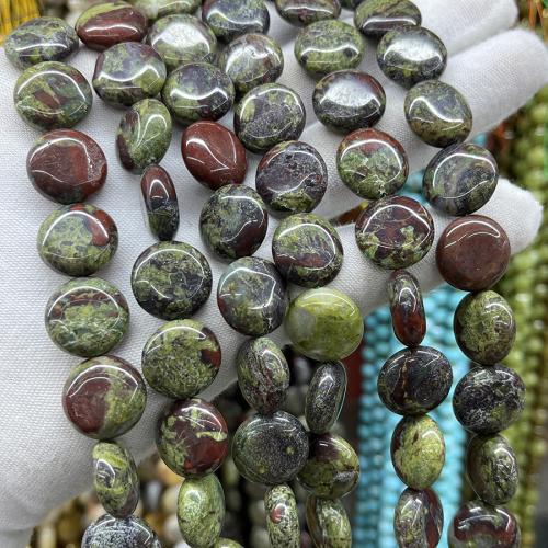 Koraliki z kameniem szlachetnym, Smok + krew + kamień, Płaskie koło, biżuteria moda & DIY, mieszane kolory, 15mm, sprzedawane na około 38 cm Strand