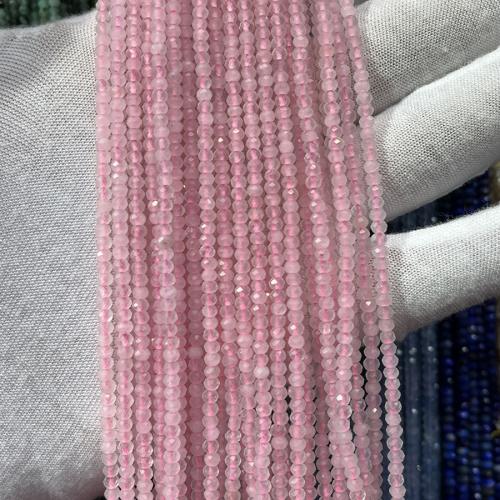 Φυσικό ροζ χαλαζία χάντρες, Rose Quartz, Άβακας, κοσμήματα μόδας & DIY & πολύπλευρη, ροζ, 2x3mm, Sold Per Περίπου 38 cm Strand