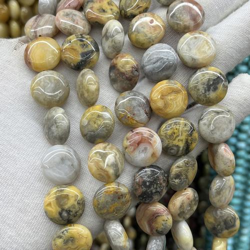 Natürliche Indian Achat Perlen, Indischer Achat, flache Runde, Modeschmuck & DIY, gemischte Farben, 15mm, verkauft per ca. 38 cm Strang