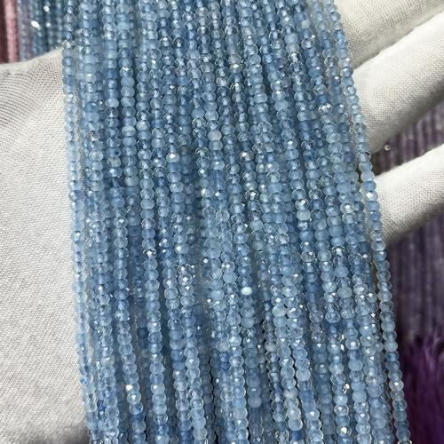 Gemstone Jewelry Beads Aquamarine Abacus fashion jewelry & DIY & faceted sea blue Sold Per Approx 38 cm Strand