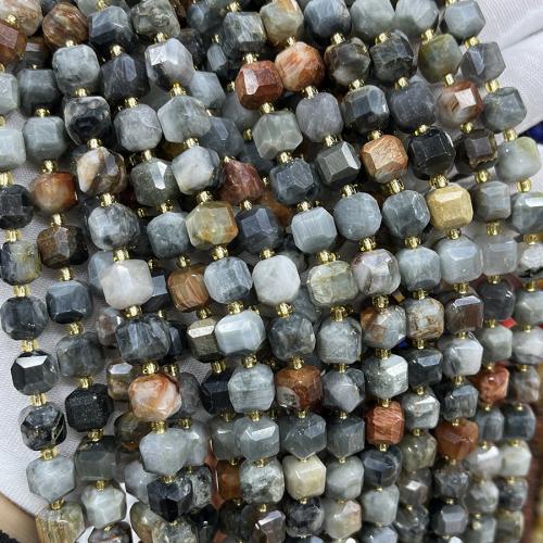 Gemstone Jewelry Beads Hawk-eye Stone Square fashion jewelry & DIY & faceted mixed colors Sold Per Approx 38 cm Strand