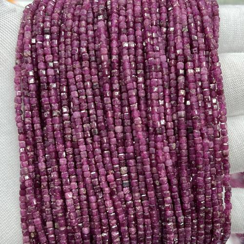 Gemstone Jewelry Beads Ruby Square fashion jewelry & DIY & faceted fuchsia 2.50mm Sold Per Approx 38 cm Strand