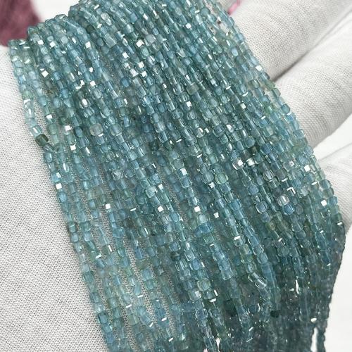 Gemstone Jewelry Beads Diopside Square fashion jewelry & DIY & faceted light blue 2.50mm Sold Per Approx 38 cm Strand