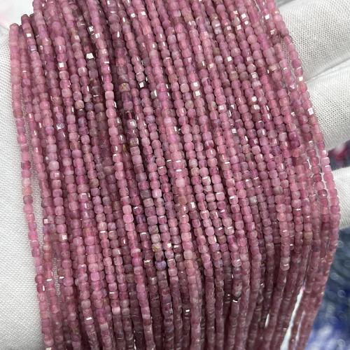 Gemstone Jewelry Beads Tourmaline Square fashion jewelry & DIY & faceted pink 2.50mm Sold Per Approx 38 cm Strand