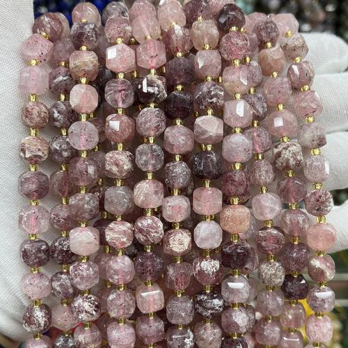 Naturlige kvarts smykker perler, Strawberry Quartz, Square, mode smykker & du kan DIY & facetteret, blandede farver, 8mm, Solgt Per Ca. 38 cm Strand