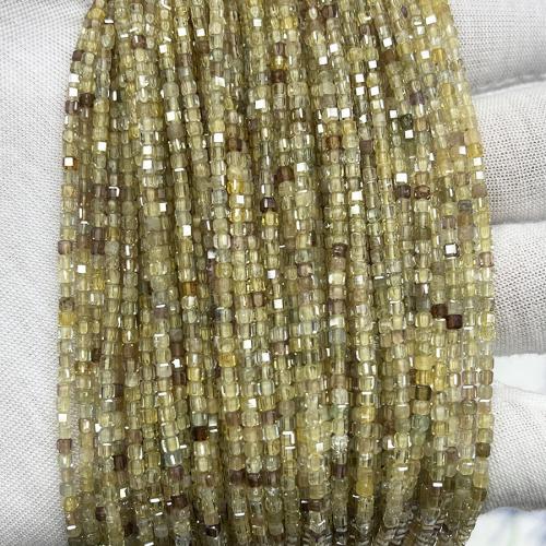 Koraliki z kameniem szlachetnym, Sześcienna cyrkonia, Kwadrat, biżuteria moda & DIY & fasetowany, żółty, 2.50mm, sprzedawane na około 38 cm Strand
