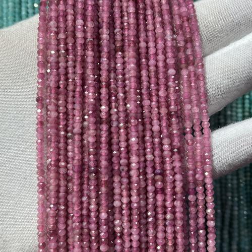 Koraliki z kameniem szlachetnym, Turmalin, liczydło, biżuteria moda & DIY & fasetowany, różowy, 2x3mm, sprzedawane na około 38 cm Strand