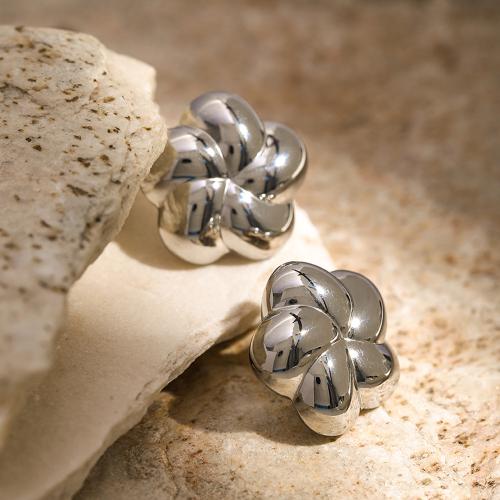 Stainless Steel Stud Earrings 304 Stainless Steel Flower Vacuum Ion Plating fashion jewelry & for woman Sold By Pair