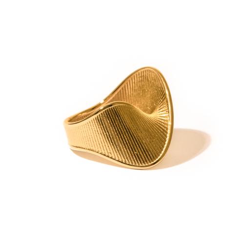 Prst prsten z nerezové oceli, 304 Stainless Steel, 18K pozlacené, módní šperky & různé velikosti pro výběr & pro ženy, zlatý, Prodáno By PC