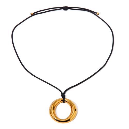 Edelstahl Schmuck Halskette, 304 Edelstahl, mit Wachsschnur, 18K vergoldet, Modeschmuck & für Frau, goldfarben, 40.40mm, Länge ca. 50 cm, verkauft von PC