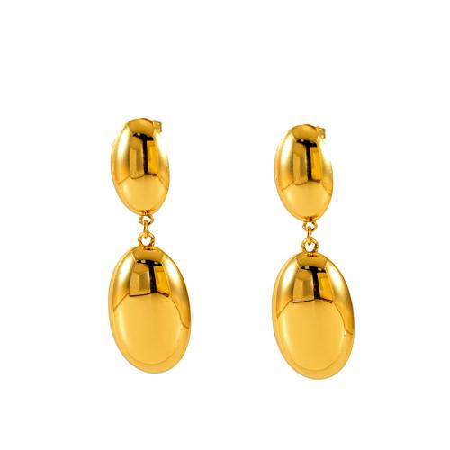 Stainless Steel Drop Earring 304 Stainless Steel 18K gold plated fashion jewelry & for woman golden 55mm Sold By Pair