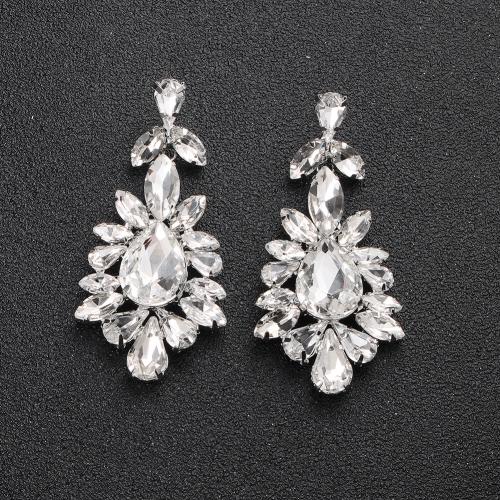 Zinc Alloy Drop Earrings fashion jewelry & for woman & with rhinestone Sold By PC