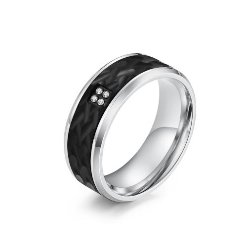 nehrđajućeg Čelik vještački dijamant Finger Ring, 304 nehrđajućeg čelika, modni nakit & različite veličine za izbor & za čovjeka & s Rhinestone, više boja za izbor, Prodano By PC