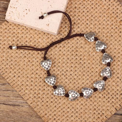 Zinc Alloy Bracelet Cotton Fabric with Zinc Alloy handmade fashion jewelry & Unisex & adjustable Length Approx 16-28 cm Sold By PC