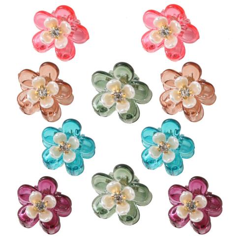 Hair Claw Clips Plastic Flower handmade for woman & with rhinestone Sold By PC