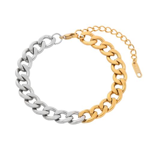 Pulseira  de jóias de aço inox, Aço inoxidável 304, with 4CM extender chain, banhado, para mulher, dourado, comprimento Aprox 16 cm, vendido por PC