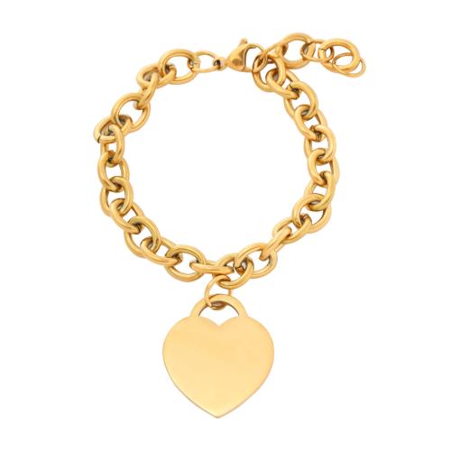 Stainless Steel Jewelry Bracelet 304 Stainless Steel with 4CM extender chain Heart plated for woman Length Approx 16 cm Sold By PC