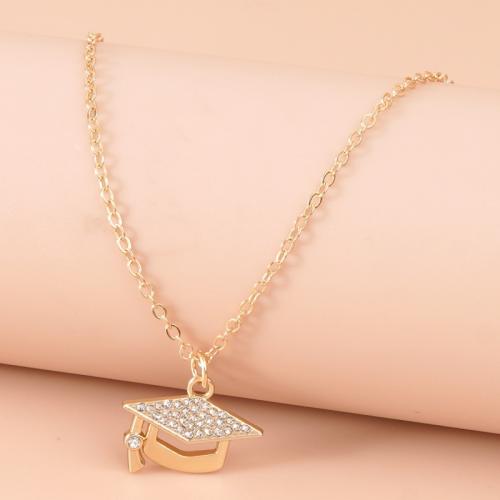 Zinc Alloy Jewelry Necklace with 5cm extender chain plated & for woman & with rhinestone original color Length 45 cm Sold By PC