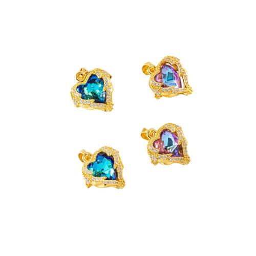 Wisiorki mosiężne z kryształem górskim, Mosiądz, ze Kryształ, DIY & z kamieniem, dostępnych więcej kolorów, 10komputery/torba, sprzedane przez torba