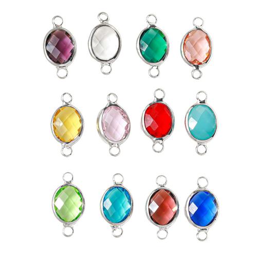 Connector Brass Κοσμήματα, Ορείχαλκος, με Κρύσταλλο, Birthstone του Δεκεμβρίου & DIY, περισσότερα χρώματα για την επιλογή, 50PCs/τσάντα, Sold Με τσάντα