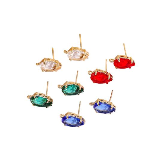 Brass Earring Post, cobre, with cristal, banhado, DIY, Mais cores pare escolha, 25Pairs/Bag, vendido por Bag