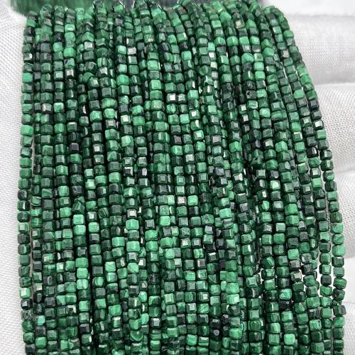 Natural Malachite Beads Square fashion jewelry & DIY & faceted green 2.50mm Sold Per Approx 38 cm Strand