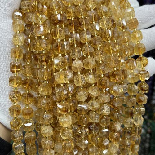 Natural Citrine Beads Square fashion jewelry & DIY & faceted yellow Sold Per Approx 38 cm Strand