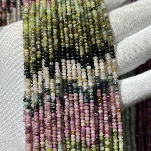 Gemstone Jewelry Beads Tourmaline Abacus fashion jewelry & DIY & faceted mixed colors Sold Per Approx 38 cm Strand