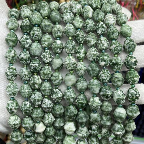 Green Spot Stone perler, mode smykker & du kan DIY, grøn, 10x11mm, Solgt Per Ca. 38 cm Strand