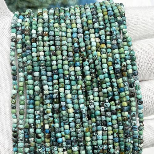 Turquoise Kralen, Natuurlijke Turquoise, Plein, mode sieraden & DIY & gefacetteerde, gemengde kleuren, 2.50mm, Per verkocht Ca 38 cm Strand