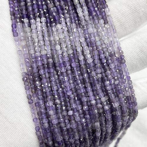 Natural Amethyst Beads Square fashion jewelry & DIY & faceted purple 2.50mm Sold Per Approx 38 cm Strand